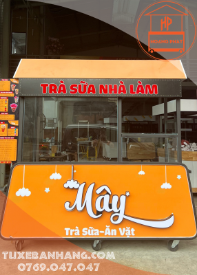 Xe bán trà sữa bằng gỗ